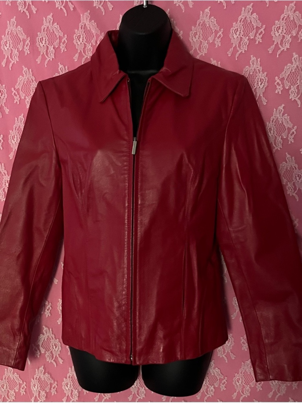 Colebrook Red Leather Zip-Up Jacket